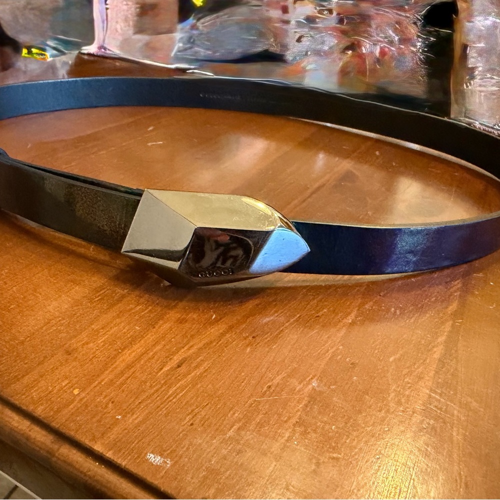 Gucci Black Belt with gun metal Buckle